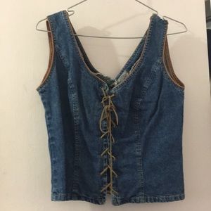 Lace up denim tanktop